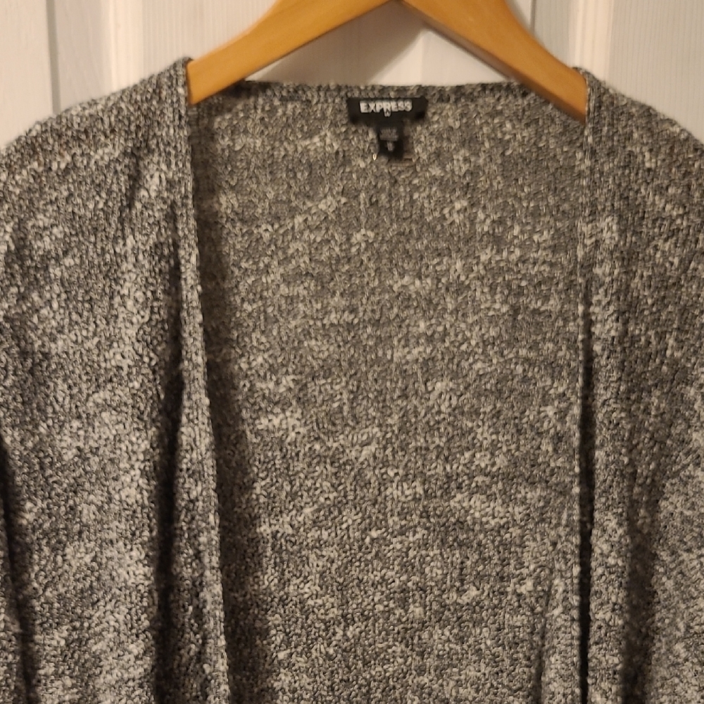 Medium Express Gray Cardigan Sweater Cozy Knit